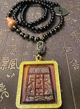 黑驴蹄唐卡款五雷号令桃木葫芦铜