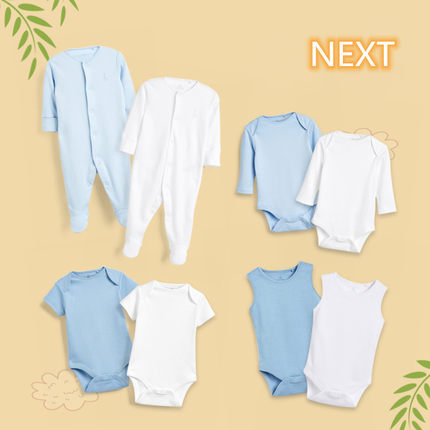 新生婴儿包屁哈衣英国NEXT男婴纯棉包脚连体衣短袖包屁衣无袖背心