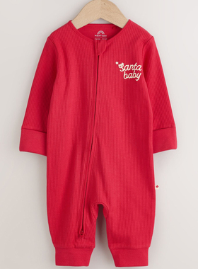 英国NEXT进口新生婴儿圣诞款连体衣纯棉包屁衣男女宝宝哈衣爬爬服