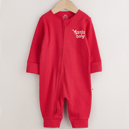 英国NEXT进口新生婴儿圣诞款连体衣纯棉包屁衣男女宝宝哈衣爬爬服