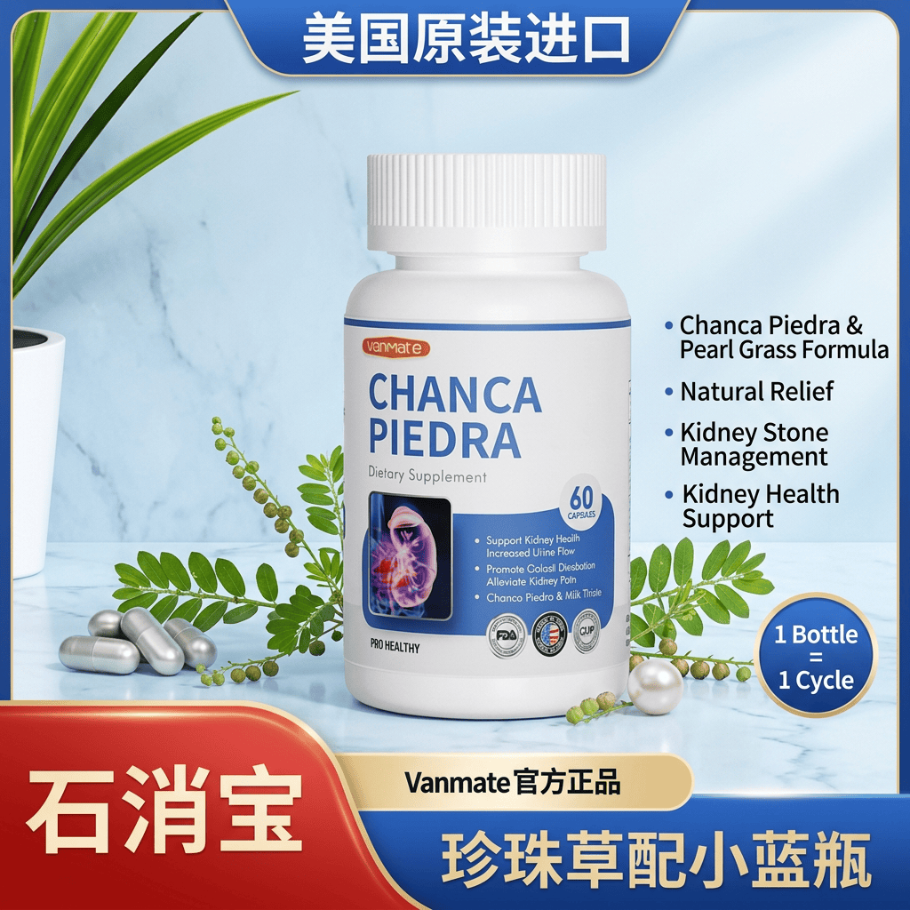 石消宝去解石宝珍珠草胶囊排除肾脏肾石结晶Vanmate美国高端进口
