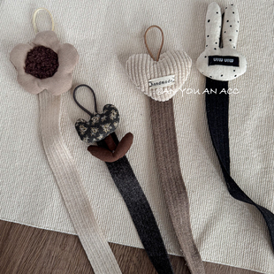 发夹收纳绳～可爱韩系ins卡通布艺花兔子爱心发饰展示挂壁装 饰带