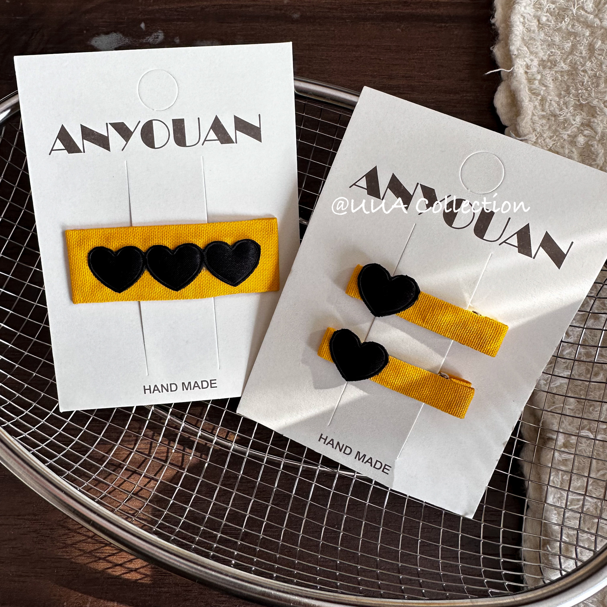 原创定制甜酷黑色爱心韩国进口织带手工bb夹可爱黄色碎发夹边夹,童装/婴儿装/亲子装,发饰,淘宝优惠券,粉丝福利购,淘宝优惠卷