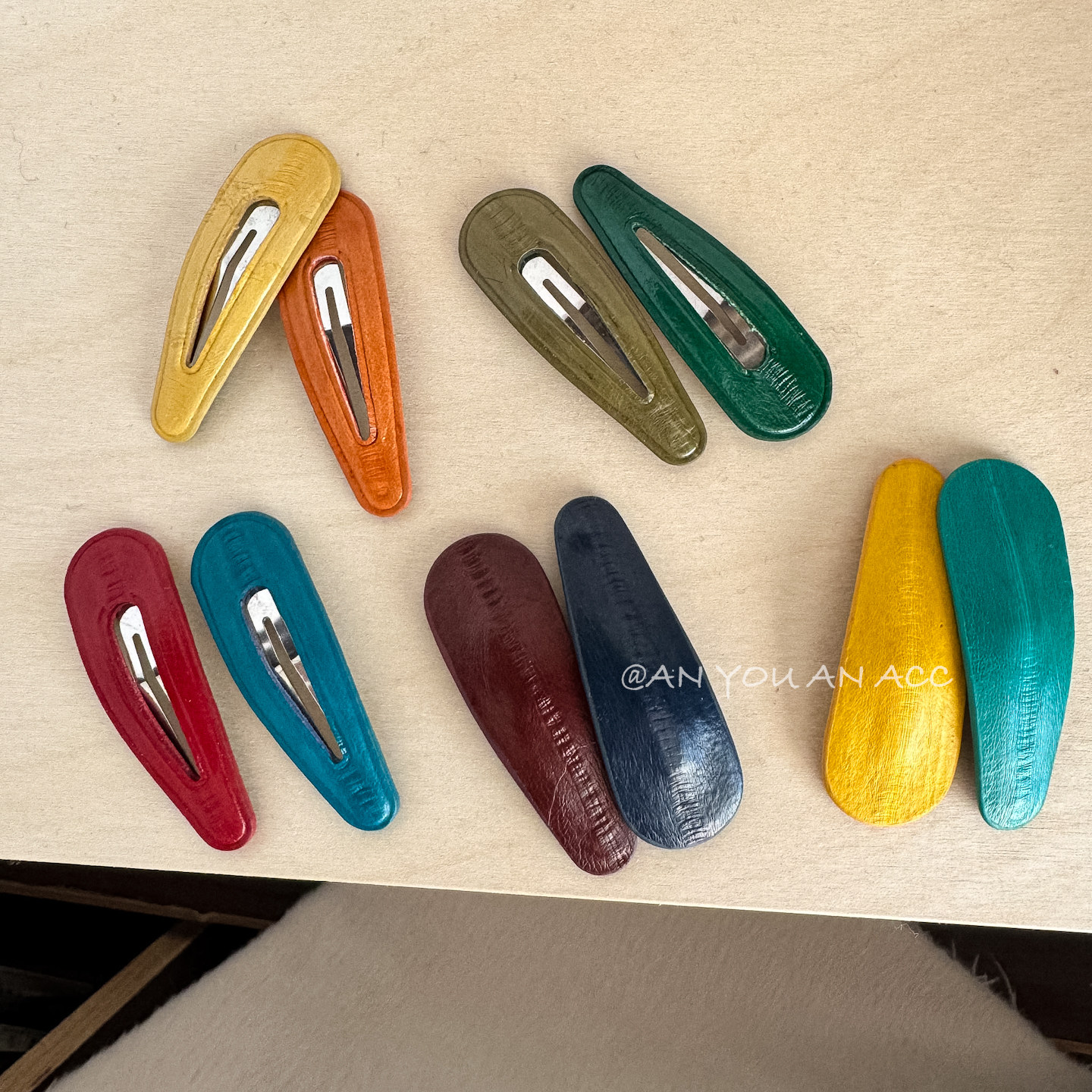 真皮&middot;手工不锈钢水滴bb夹女童糖果色额前可爱刘海夹小众发夹发饰