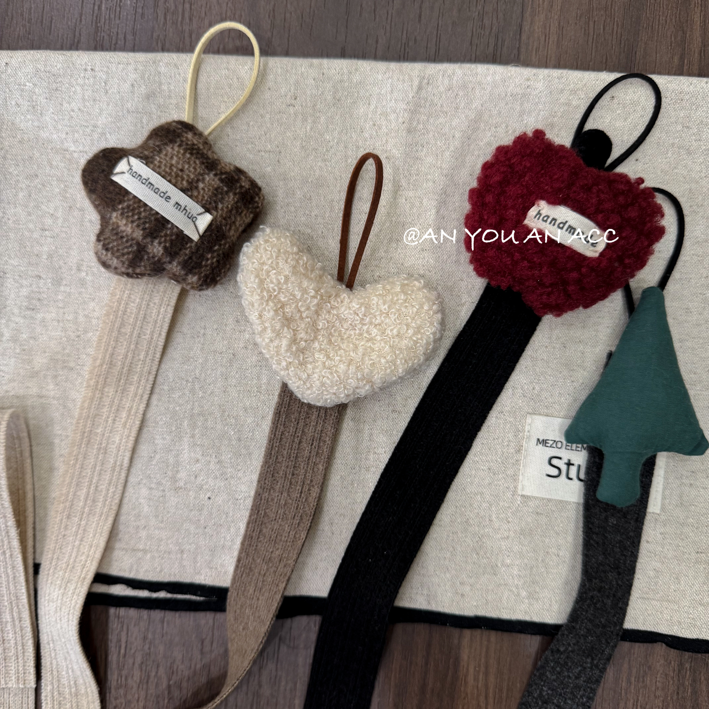 实用好看～韩系发夹收纳带ins手工苹果爱心发饰展示挂壁装饰绳