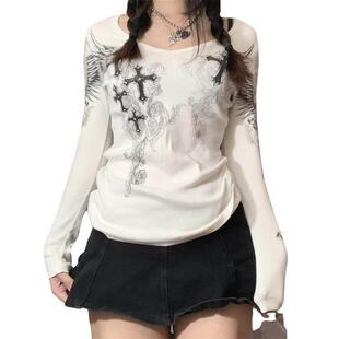 Long Sleeve Tops y2k Women Clothes Fairycore Grunge Tee女装