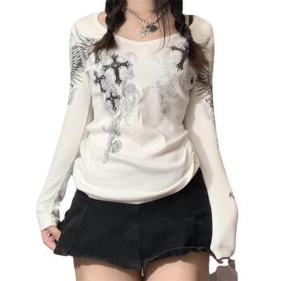 Long Sleeve Tops y2k Women Clothes Fairycore Grunge Tee女装