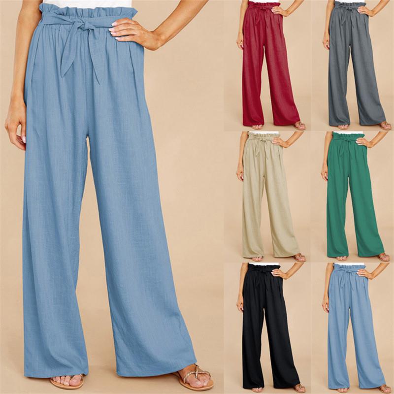 Large size loose cotton linen casual trousers women pants 裤