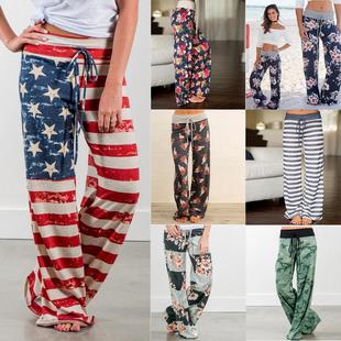 size ladies pants系带裤 casual loose big printed women Bind