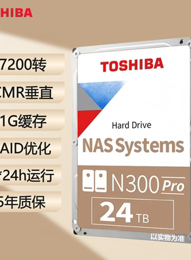 东芝全新原装行货N300 pro 24T CMR NAS存储台式监控机械企业硬盘