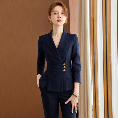 职业装商务正装九分裤长袖春秋