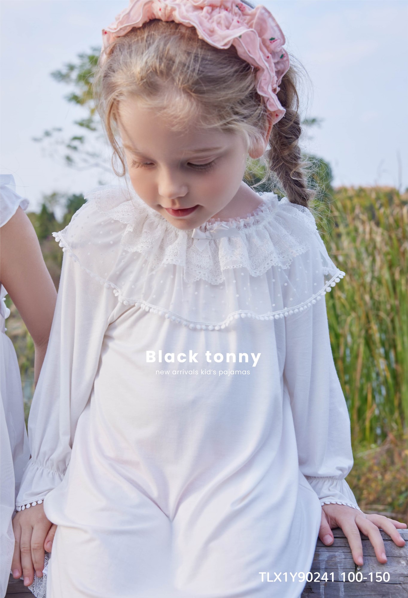 正品小黑托昵尼女童纯棉薄睡衣春夏长袖家居套装莫代尔空调服睡裙