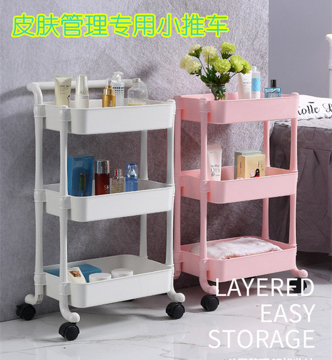 韩国美容推车皮肤管理化妆品小推车纹绣置物架移动架工具车