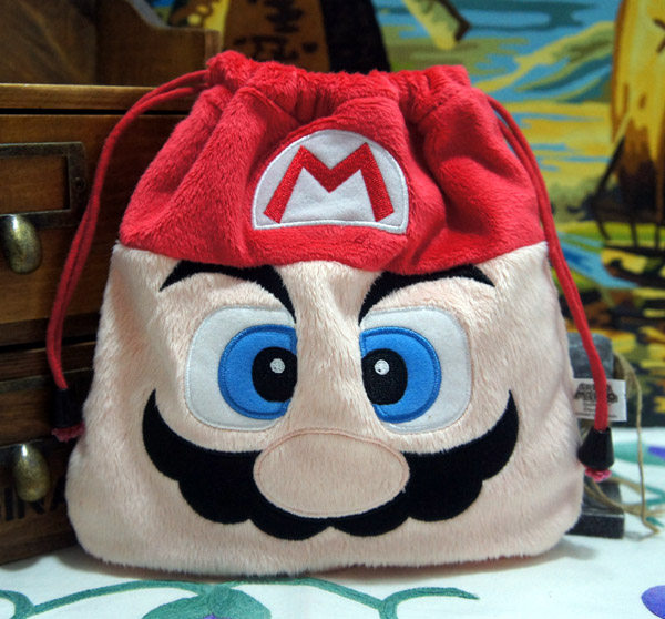 超级马里奥卡通毛绒抽绳式束口袋出行收纳包立拍得相机IPAD保护套
