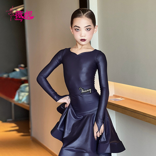 薇妮拉丁舞规定服新款女儿童高级定制分体套装专业黑池标准比赛服