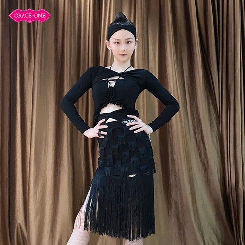 GRACEone拉丁舞女新款流苏裙子