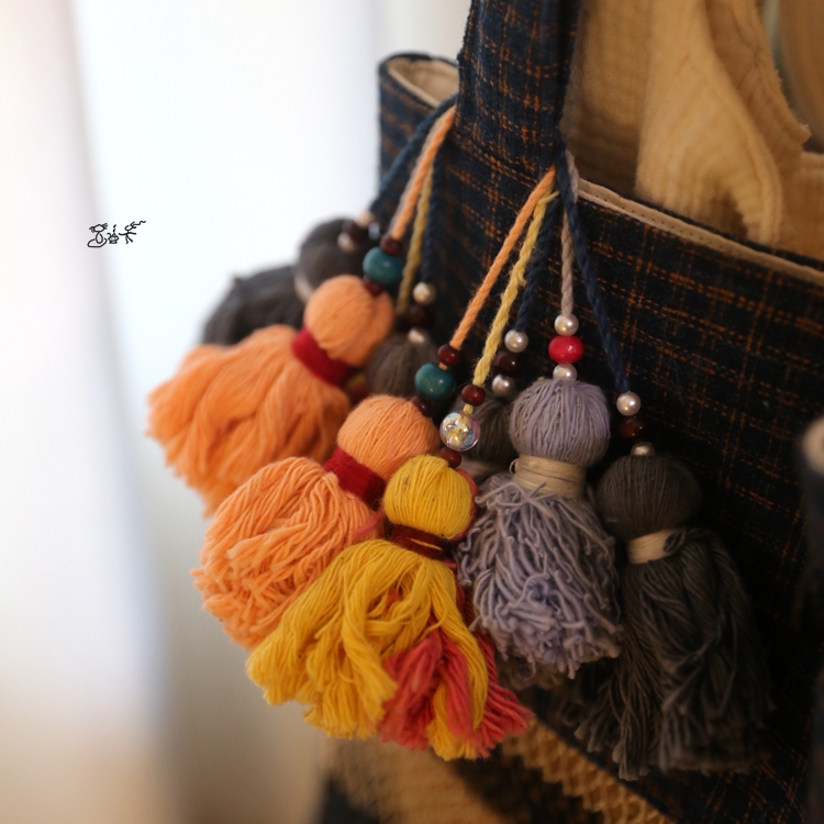老挝棉线流苏挂件 东南亚进口包包服饰装饰点缀手工孤品可爱礼物