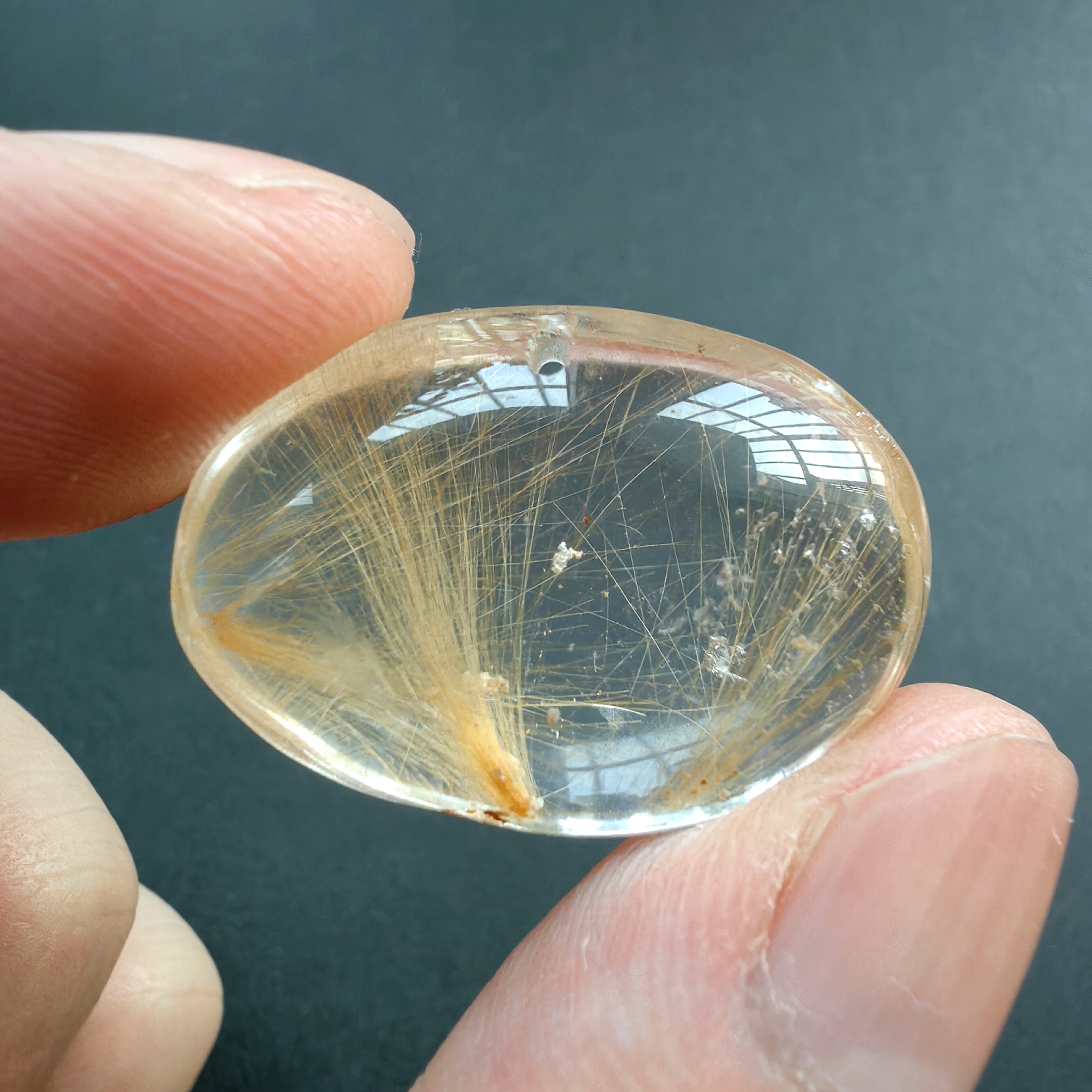 天然金发晶包裹体吊坠裸石水滴形挂件晶体通透一物一图