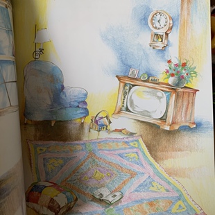 温馨美好出口彩铅画风温馨画册歌舞爷爷