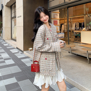 减龄少女小香风格子外套女春秋2025新款独特超好看上衣爆款巨好看图片