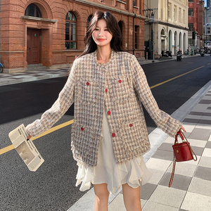 减龄少女小香风格子外套女春秋2025新款独特超好看上衣爆款巨好看图片