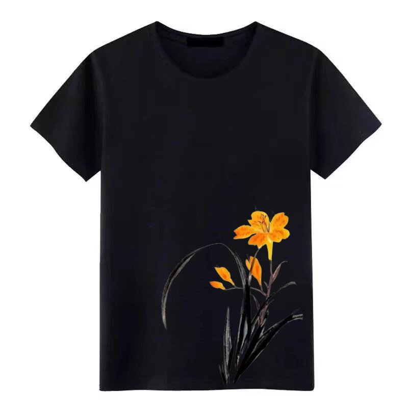 中古风蝴蝶兰草芙蓉牡丹梅花荷花果蔬山水国潮烫画图贴热转印定制