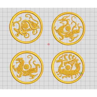 定制绣花制版布贴绣花平布绣贴布绣四大神兽瑞兽唐宋汉服古风服饰