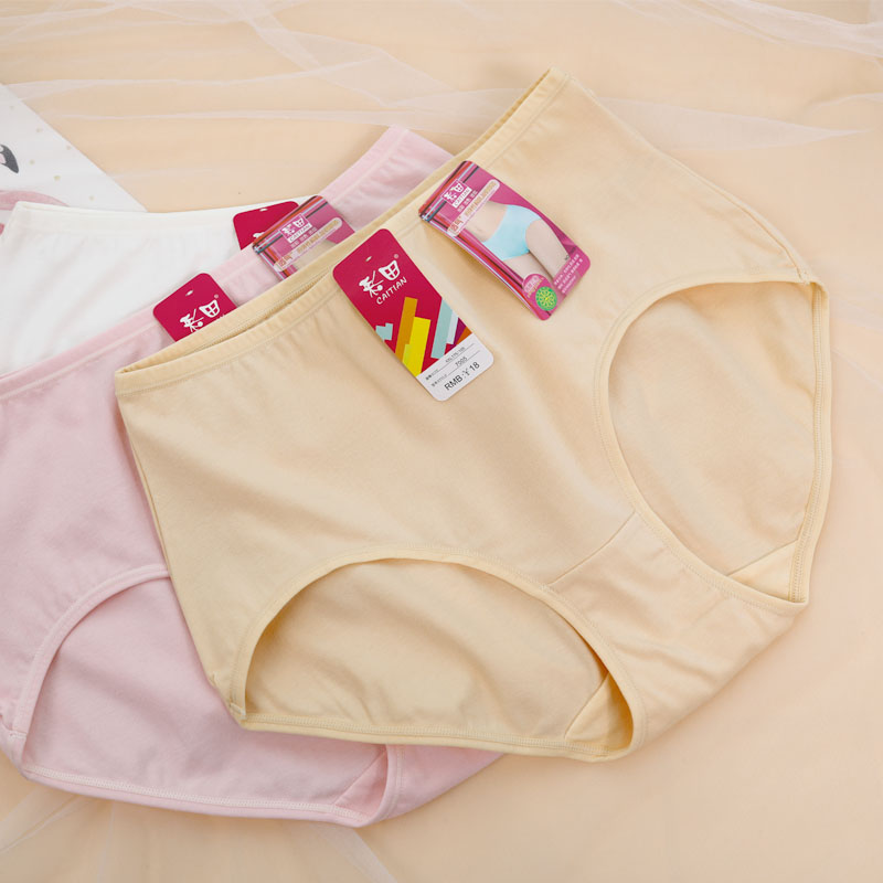 彩田女内裤纯棉简约高腰三角裤