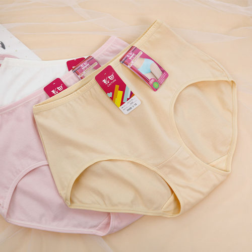 彩田女内裤纯棉简约高腰三角裤