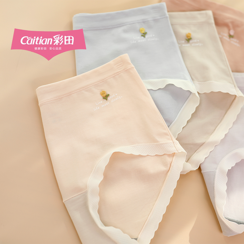 2024彩田女内裤云柔棉金标中高腰