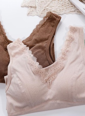 尚尼秀7367蕾丝花边V领女背心乳胶胸垫一体式收腹修身保暖内衣