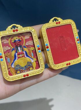 (AAA)新中式朱砂红砂彩绘五爷吊坠嘎乌盒唐卡挂件男女款本命年