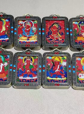 （AAA）中号朱砂彩绘八大守护神唐卡本命守护立体吊坠藏式本命年