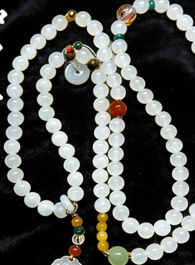 （金标025）天然和田玉卡8配翡翠蜜蜡南红发晶原288元