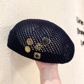 复古小众镂空贝雷帽韩版 显脸小百搭针织画家帽网红小香风蓓蕾帽女