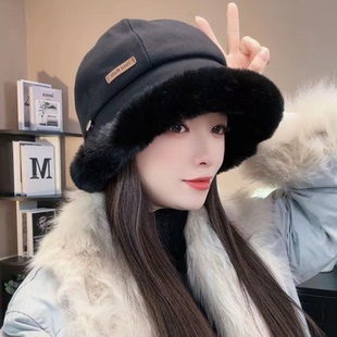 加绒加厚防寒防风毛绒渔夫帽子女秋冬季东北冷天保暖帽骑车护耳帽
