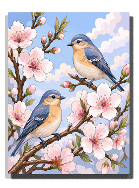 春日杏花田园 diy数字油画治愈风景手工填色丙烯画装饰画礼物摆件