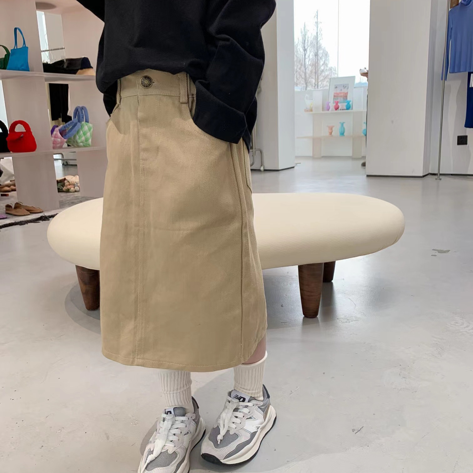 2025春季新款女童牛仔裙儿童中小童港风牛仔包裙中长裙半身裙潮