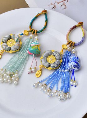 手工编织大漆葫芦饰品钥匙扣流苏招财挂件汽车钥匙挂绳男女随身