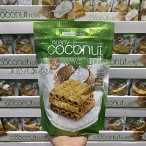 上海开市客代购泰国进口TROPICAL椰奶酥卷285克椰子蛋卷小吃零食