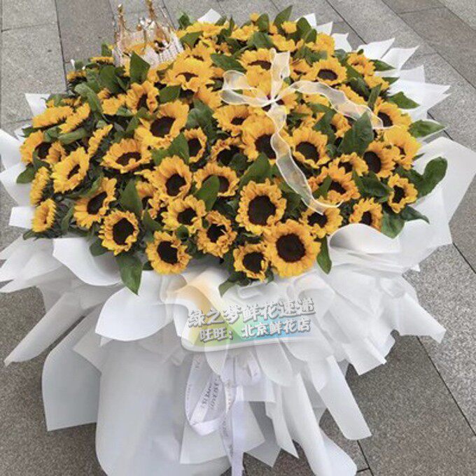99朵向日葵韩式混搭花束生日父亲节男士鲜花速递同城北京花店配送