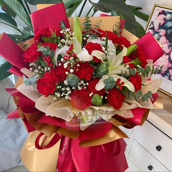 母亲生日鲜花北京花店送花天津订花妈妈生日鲜花上海康乃馨百合花