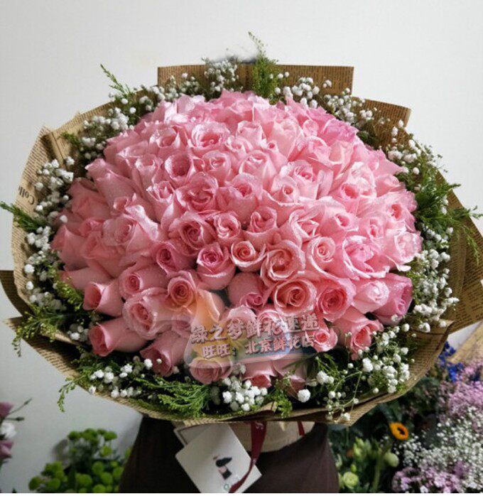 鲜花 花店 天津送花北京生日送订鲜花求婚表白99朵粉色戴安娜玫瑰
