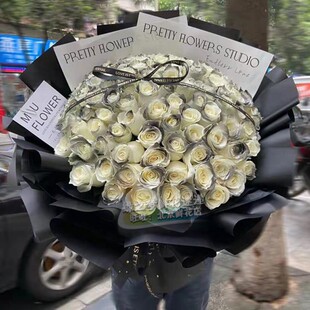 鲜花黑骑士玫瑰花束送男友老公北京生日99朵玫瑰鲜花速递同城花店