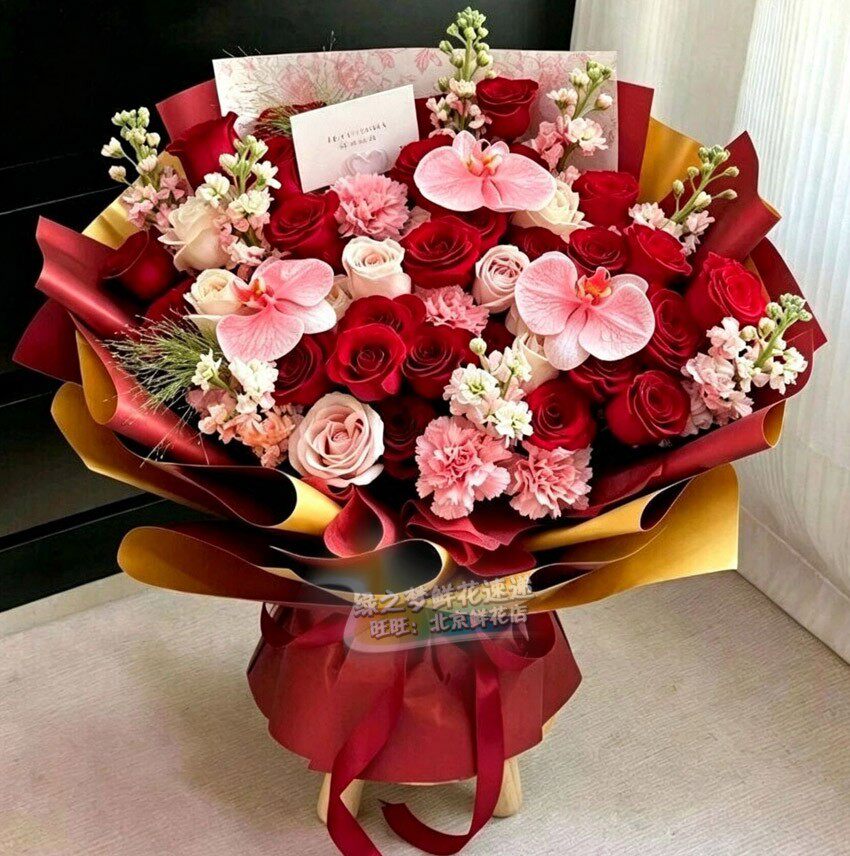 红玫瑰花束粉色康乃馨送长辈妈妈鲜花母亲婆婆鲜花速递北京鲜花店