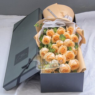 花店送花北京21朵香槟玫瑰鲜花礼盒北京同城鲜花速递生日鲜花礼盒