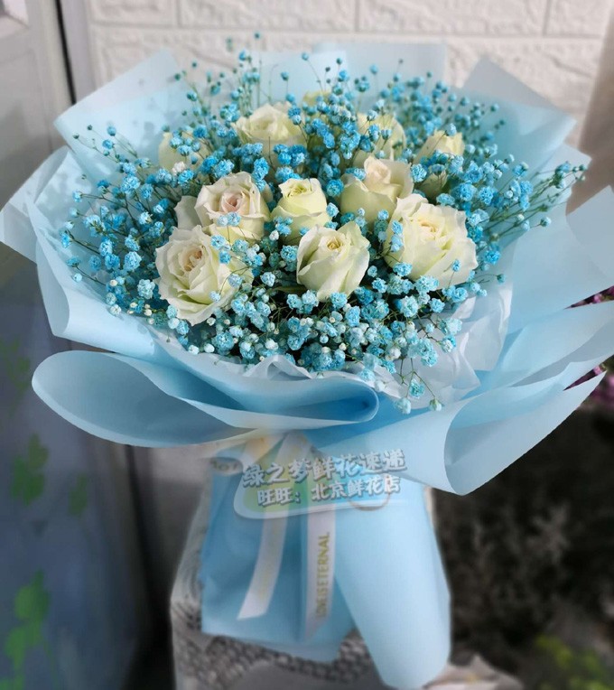鲜花香槟玫瑰11朵鲜花花束同城速递全国配送生日订婚花束广州花店
