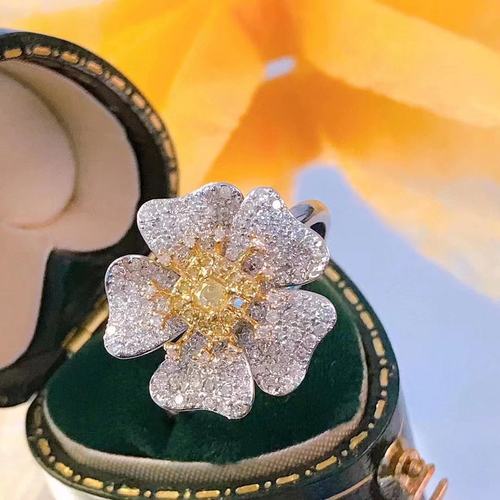 女18K金镶0.9克拉天然南非高品质钻石白钻黄钻戒指真金真钻送证书