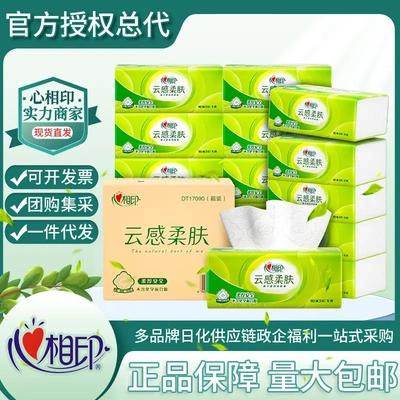 心相印云感系列90抽18包三层立体压花塑装纸面巾箱装DT17090箱装