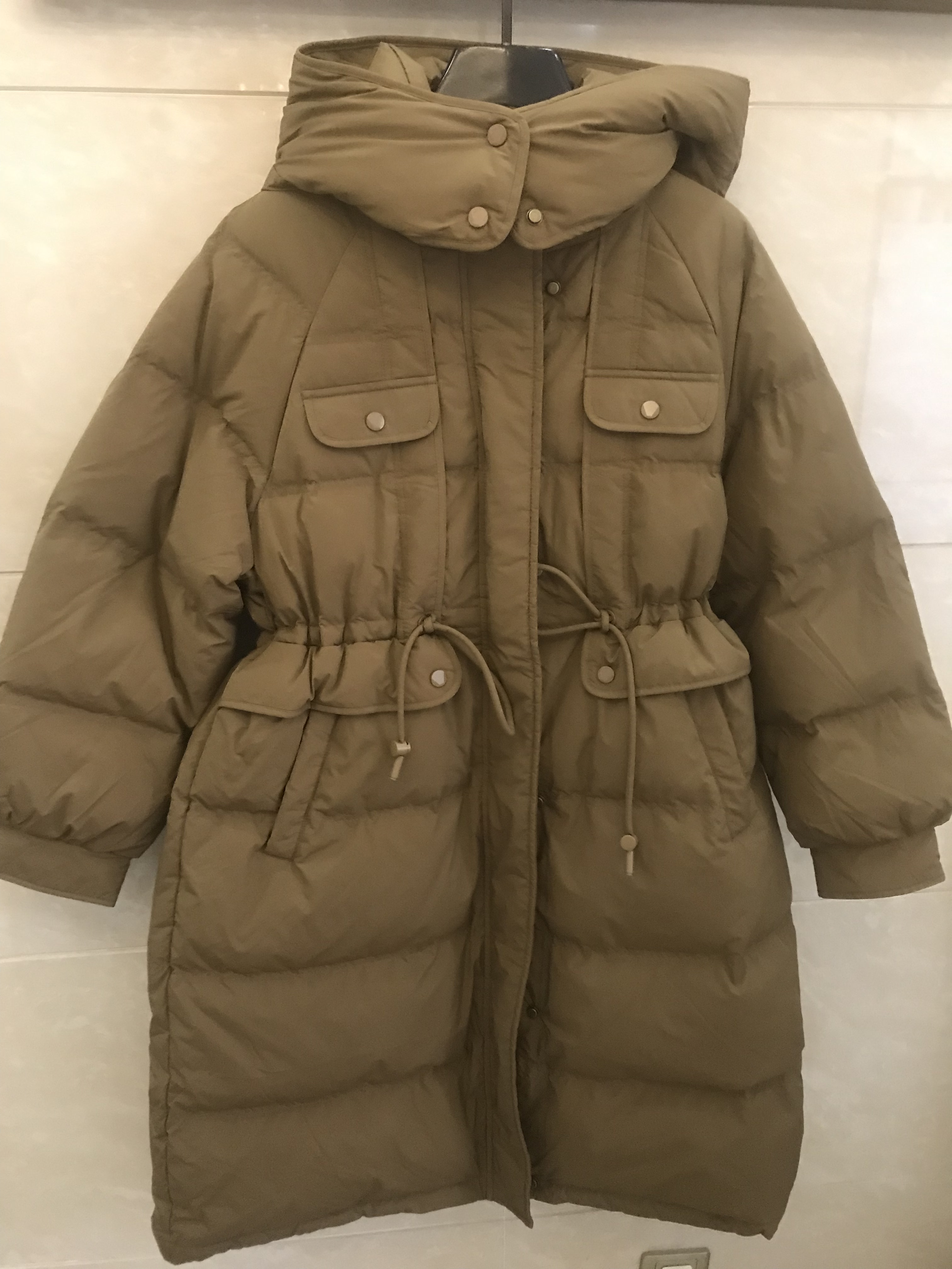 专柜正品柚丁连帽中长羽绒服 m羽绒服